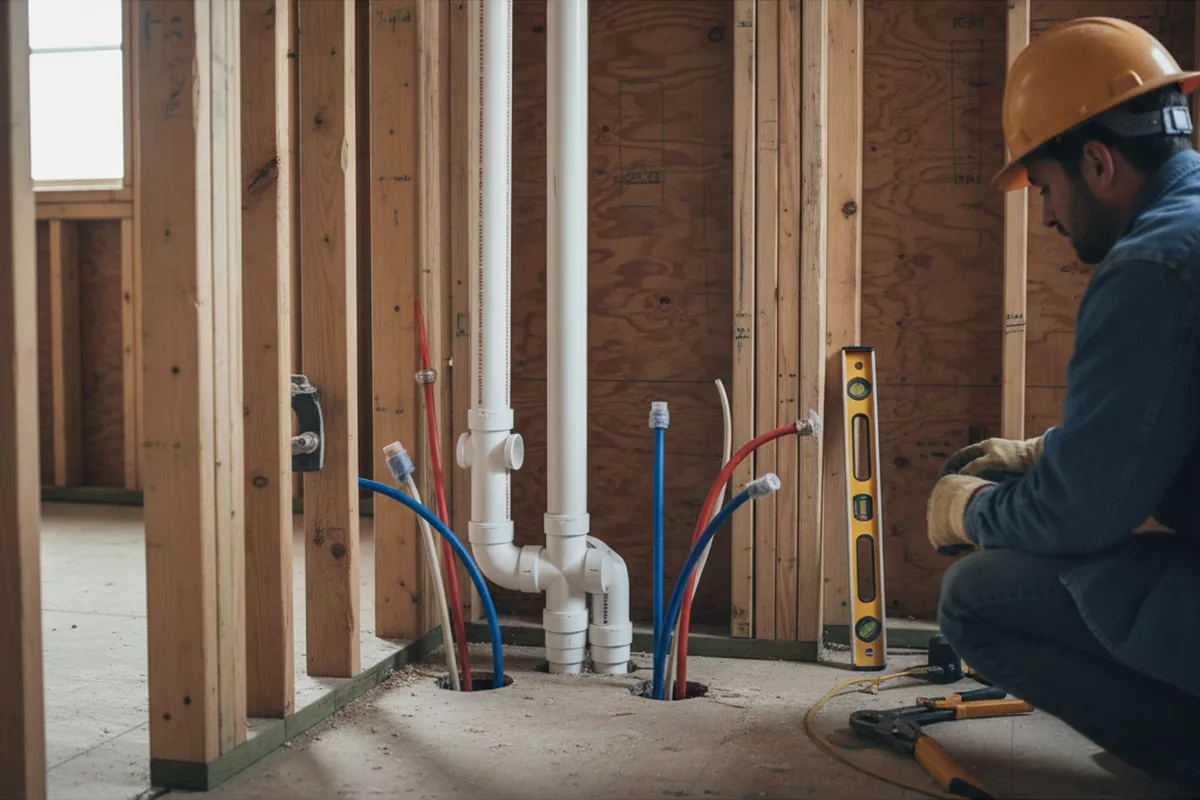 Drain and supply rough-in during Sump Pump Repair in La Fargeville